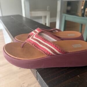 Fitflop F-Mode Flatform Crochet Womens Size 8 Comfort Slip On Sandals Fit Flop